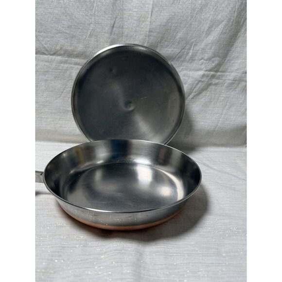 Vintage 1801 Revere Ware Frying Pan 10" Copper Bottom Skillet with Lid 2363973 - Picture 6 of 9